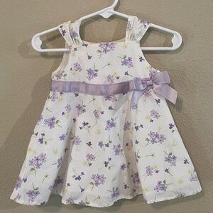 Gymboree White Dress with Lavender Floral Print and Bow